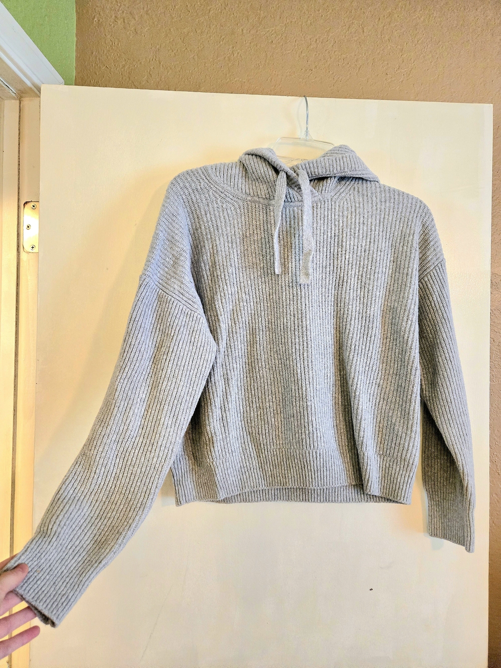 GAP Light Gray Ribbed Hoodie Sweater